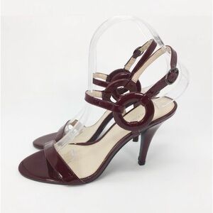 Calvin Klein Burgundy ruby patent leather Strappy Heels
